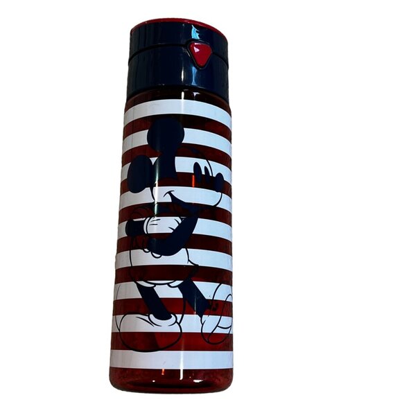 Disney Mickey Mouse Red & White Striped Water Bottle NWT - Picture 1 of 4